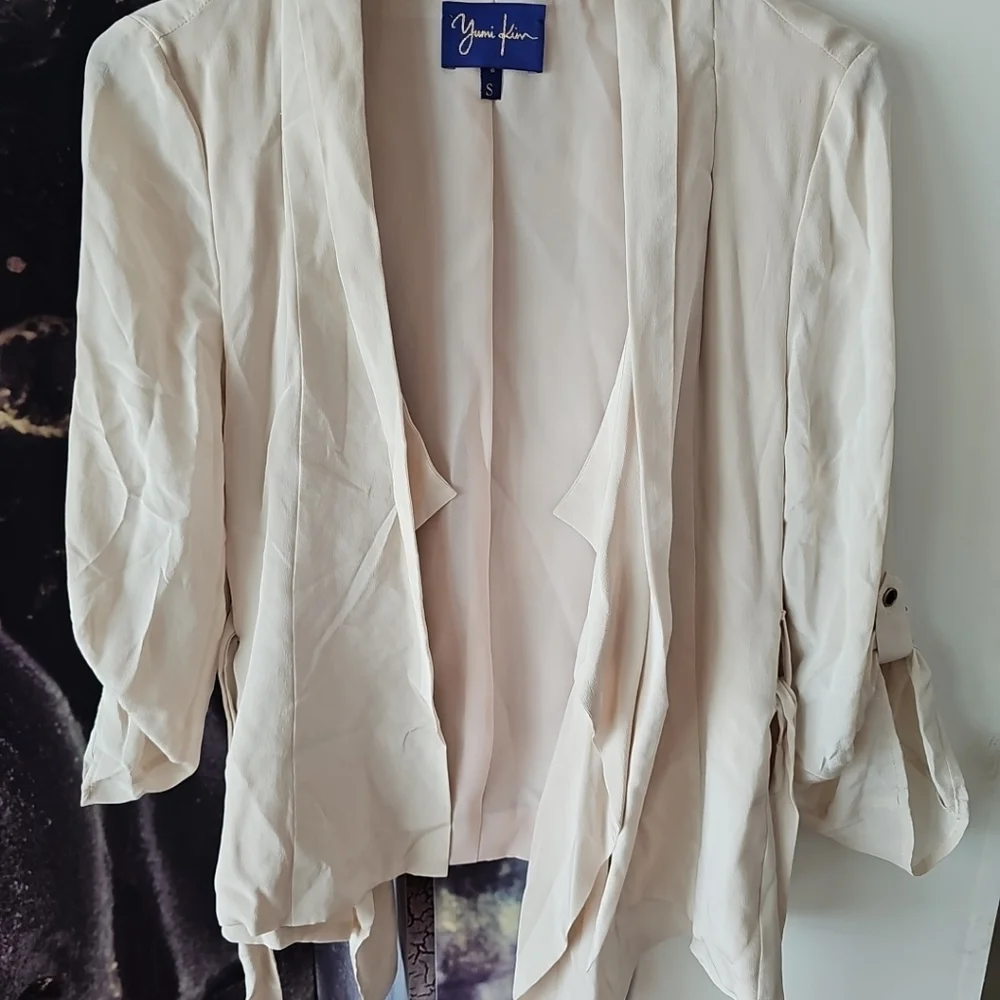 YUMI KIM Women's Belted‎ Attached Layer Waterfall Flyaway Jacket Topper Size S